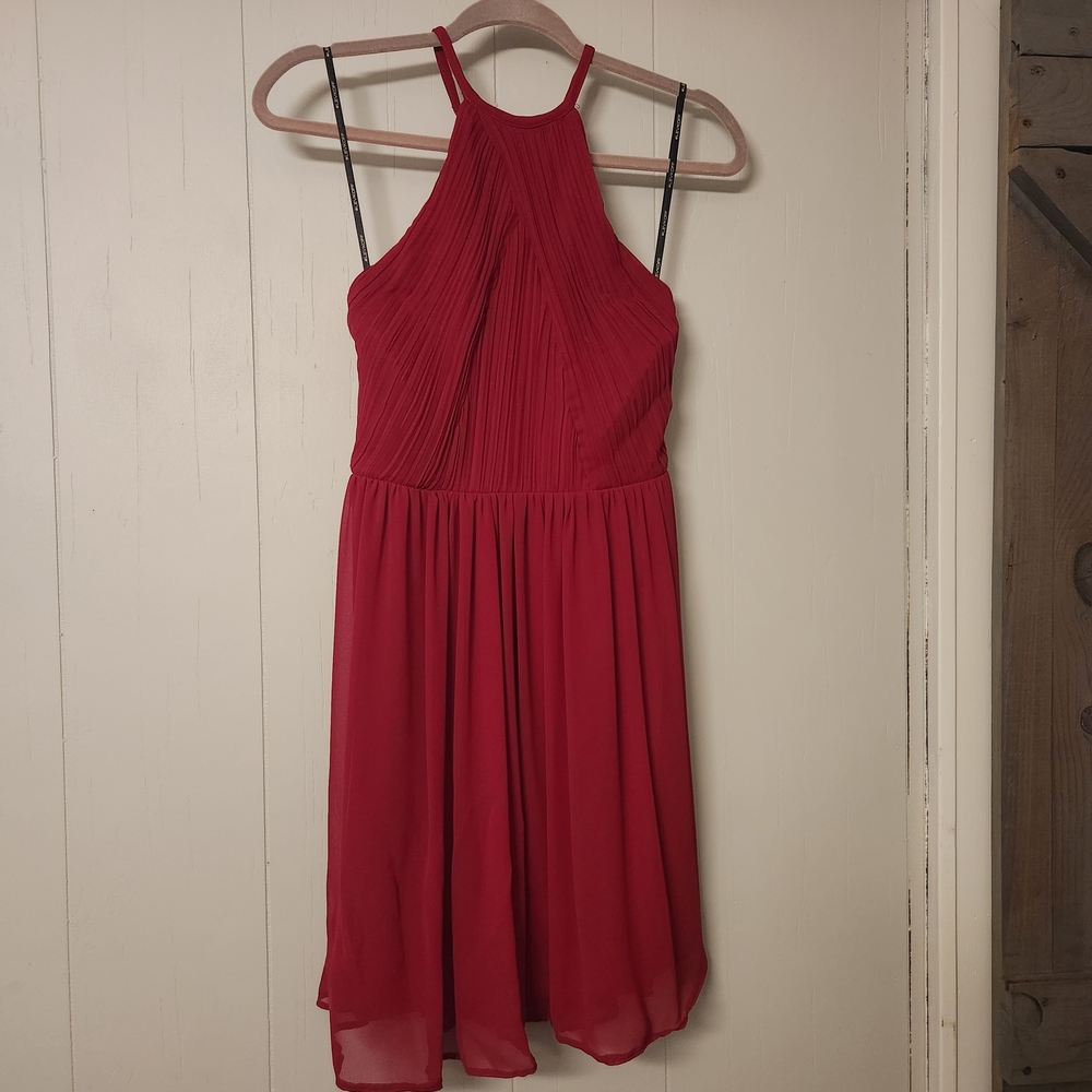 Elegant Red Halter Dress